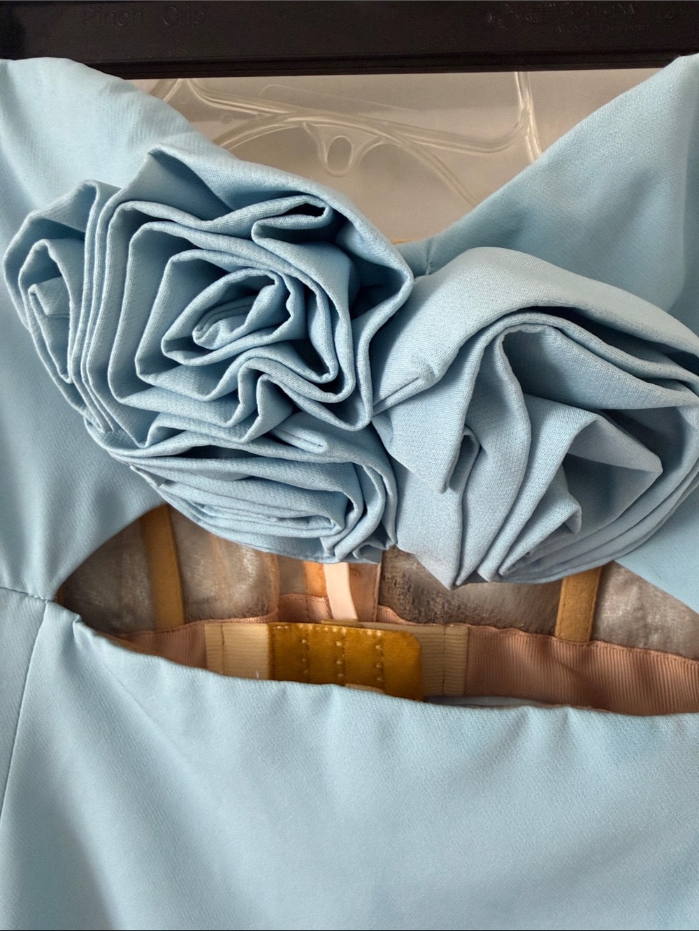 Style Of CB Light Blue Strapless Mini Dress with Rosette Detail - Picture 3 of 9